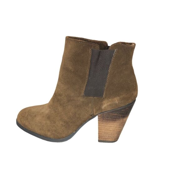 Vince Camuto Ankle Boots Womens 7.5 B Brown Leather Suede VP Hessa Chunky Heel P - Picture 5 of 12